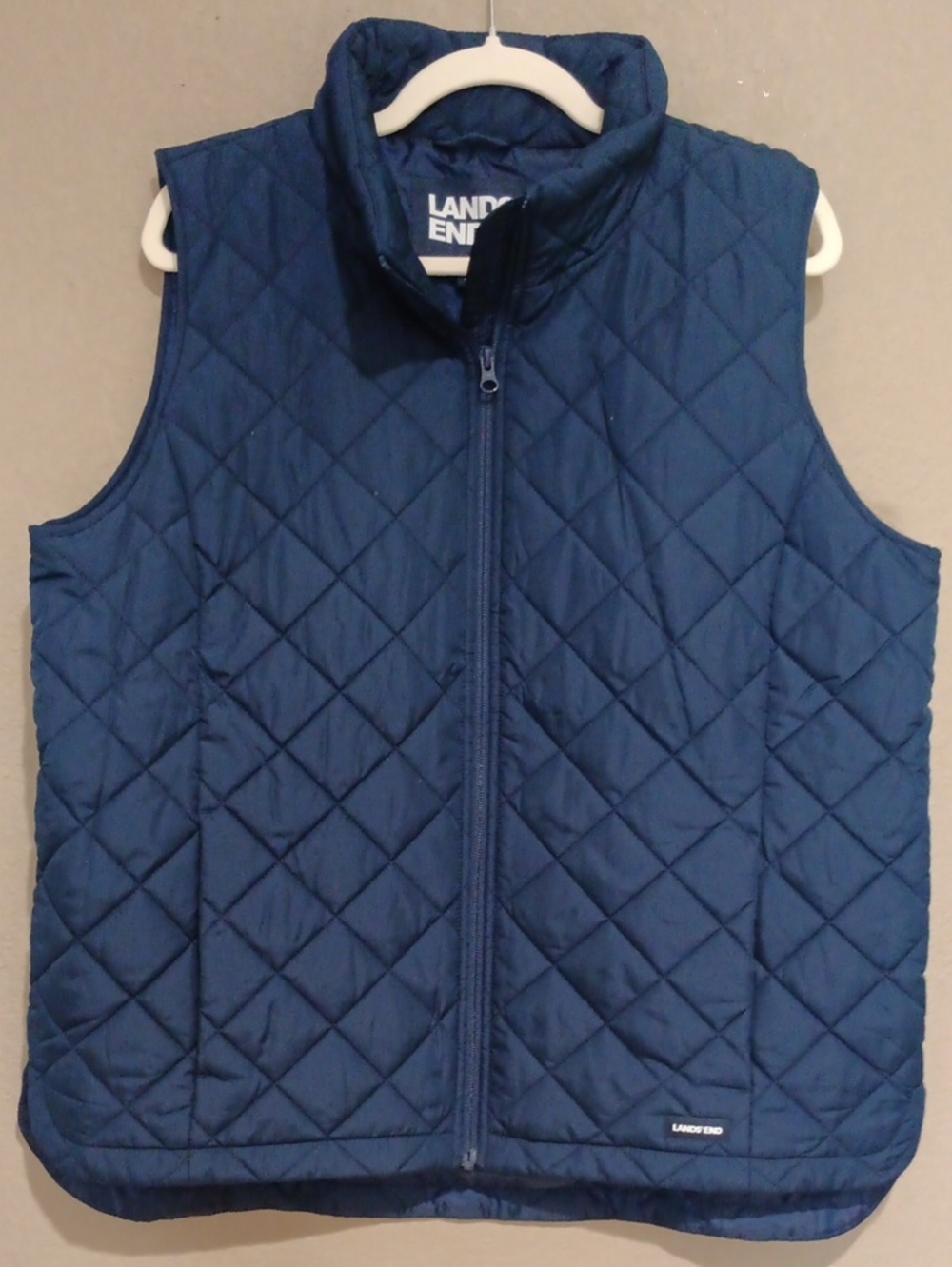 Lands' End Diamond-Quilt Navy Vest